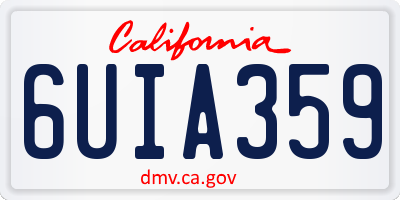 CA license plate 6UIA359