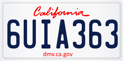 CA license plate 6UIA363
