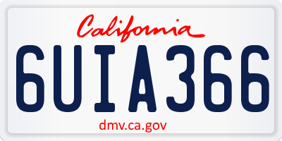 CA license plate 6UIA366