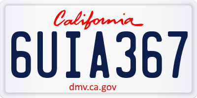CA license plate 6UIA367