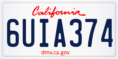 CA license plate 6UIA374