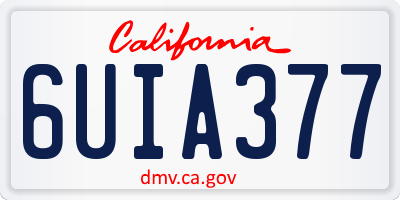 CA license plate 6UIA377