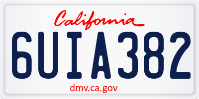 CA license plate 6UIA382