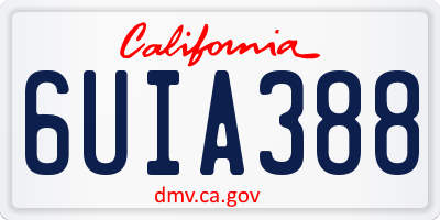 CA license plate 6UIA388