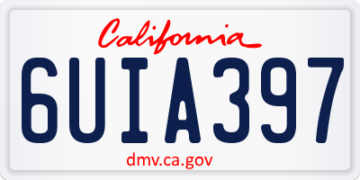 CA license plate 6UIA397