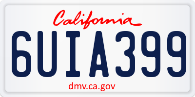 CA license plate 6UIA399