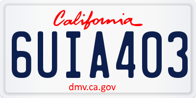CA license plate 6UIA403