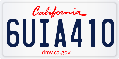 CA license plate 6UIA410