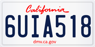CA license plate 6UIA518