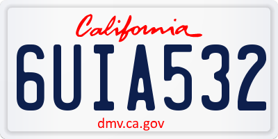 CA license plate 6UIA532