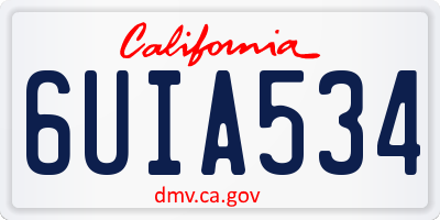 CA license plate 6UIA534