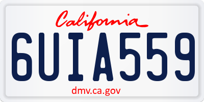 CA license plate 6UIA559