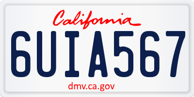 CA license plate 6UIA567