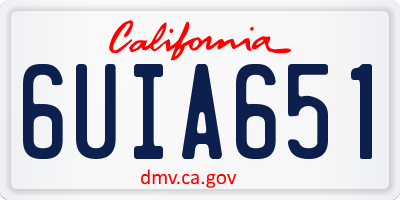 CA license plate 6UIA651