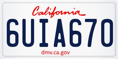 CA license plate 6UIA670