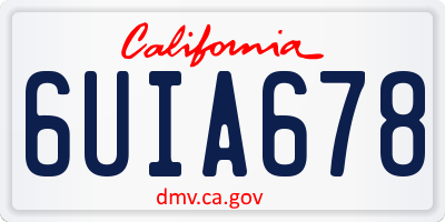 CA license plate 6UIA678