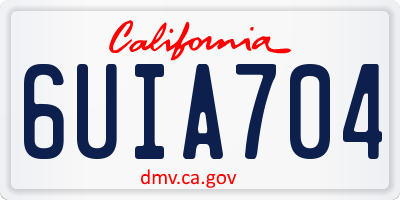 CA license plate 6UIA704