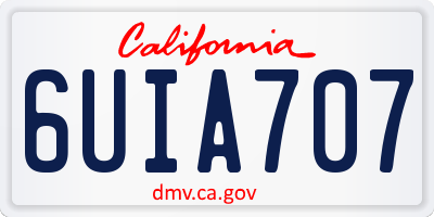 CA license plate 6UIA707