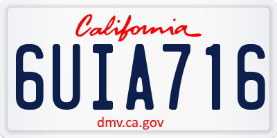 CA license plate 6UIA716