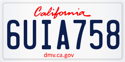 CA license plate 6UIA758
