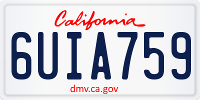 CA license plate 6UIA759