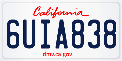 CA license plate 6UIA838