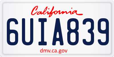 CA license plate 6UIA839