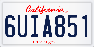 CA license plate 6UIA851