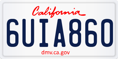 CA license plate 6UIA860