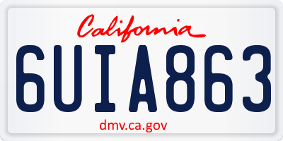 CA license plate 6UIA863