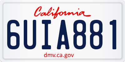 CA license plate 6UIA881