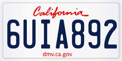 CA license plate 6UIA892