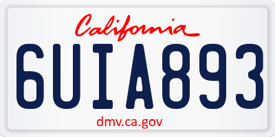 CA license plate 6UIA893