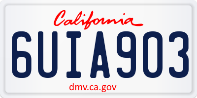 CA license plate 6UIA903