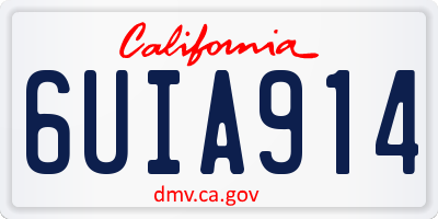 CA license plate 6UIA914