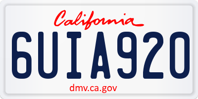 CA license plate 6UIA920