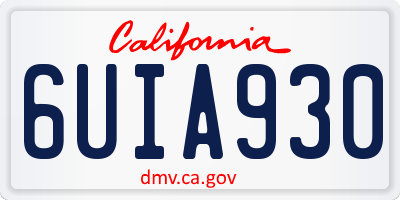 CA license plate 6UIA930