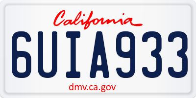 CA license plate 6UIA933