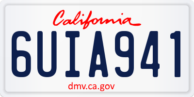 CA license plate 6UIA941