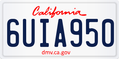 CA license plate 6UIA950