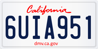 CA license plate 6UIA951