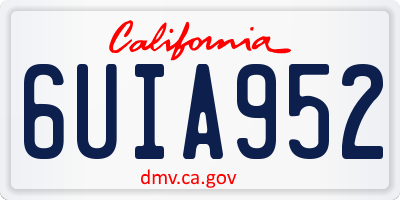 CA license plate 6UIA952