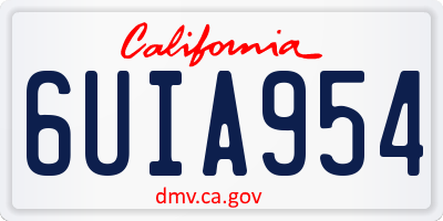 CA license plate 6UIA954