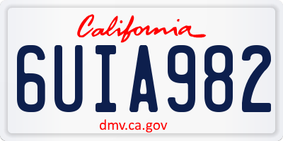 CA license plate 6UIA982