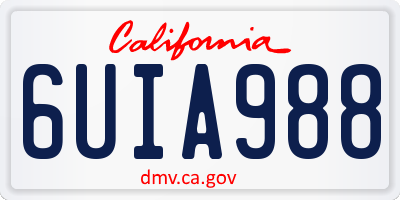 CA license plate 6UIA988