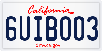 CA license plate 6UIB003
