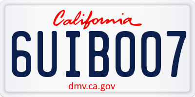 CA license plate 6UIB007