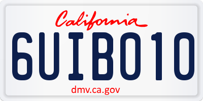 CA license plate 6UIB010