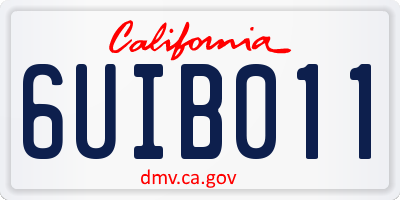 CA license plate 6UIB011