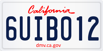 CA license plate 6UIB012